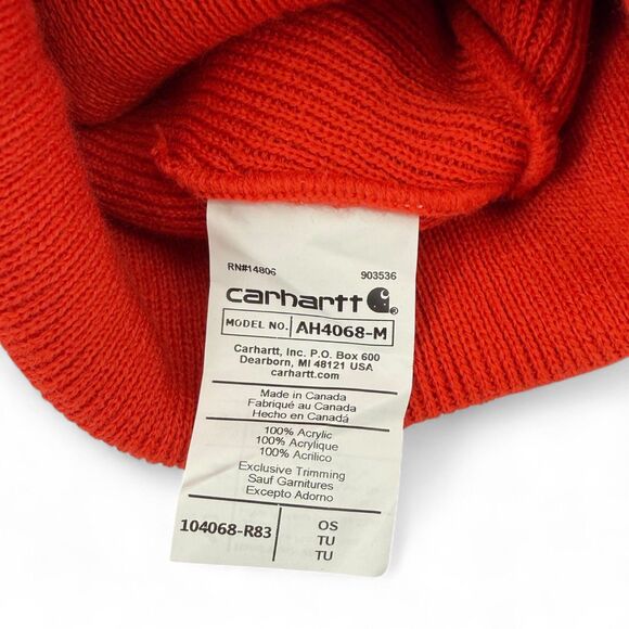 Carhartt Men's Knit 3M Insulated Logo Graphic Cuffed Beanie Red Barn OS - Picture 5 of 8
